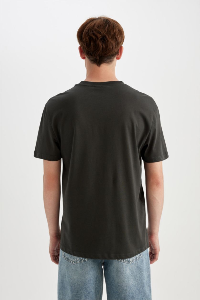 MAN Anthracite Deadpool Regular Fit Crew Neck Printed T-Shirt