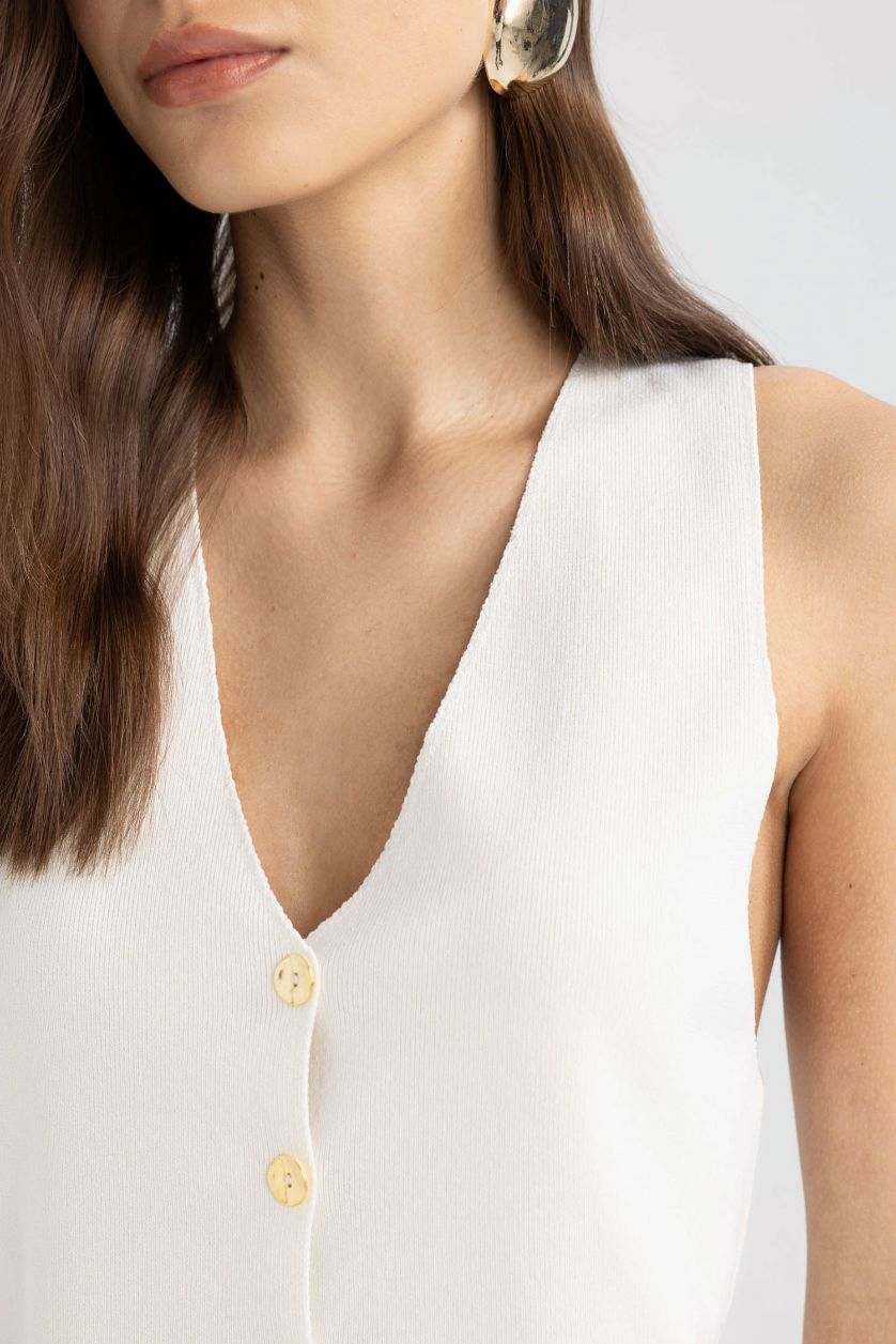 WOMAN Ecru Regular Fit Blazer Vest