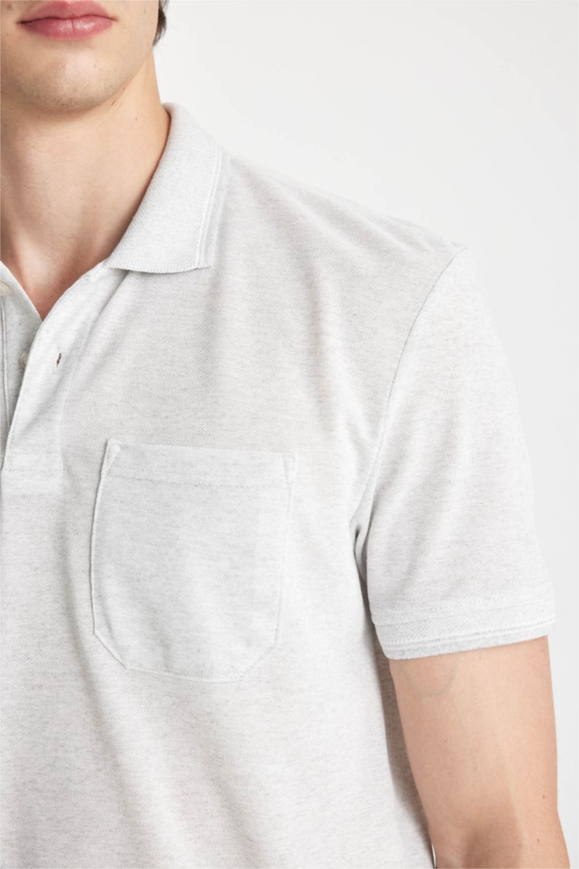 Erkek Gri Melanj New Regular Fit Polo Yaka Kısa Kollu Tişört