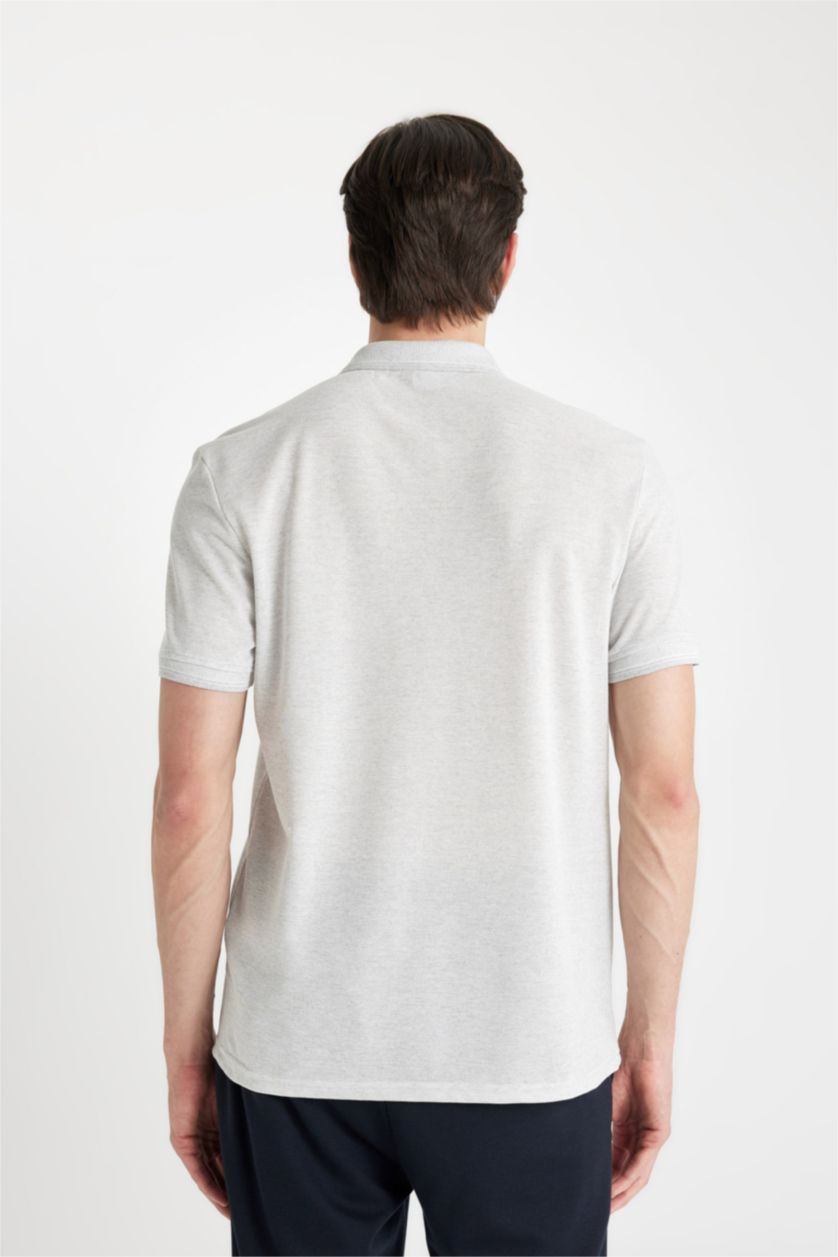 Erkek Gri Melanj New Regular Fit Polo Yaka Kısa Kollu Tişört