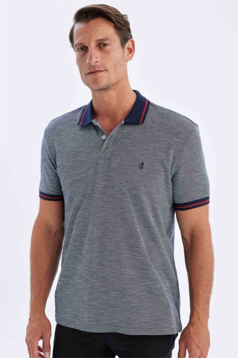 Erkek Lacivert New Regular Fit Kısa Kollu Pike Polo Tişört