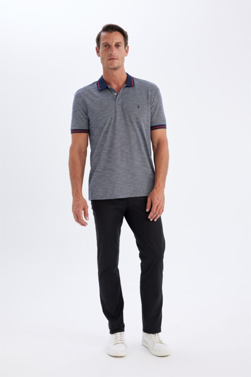 Erkek Lacivert New Regular Fit Kısa Kollu Pike Polo Tişört