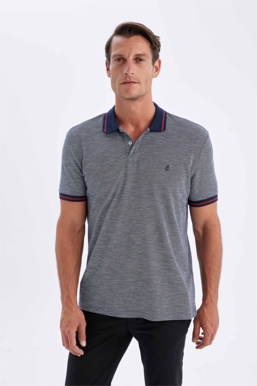 Erkek Lacivert New Regular Fit Kısa Kollu Pike Polo Tişört
