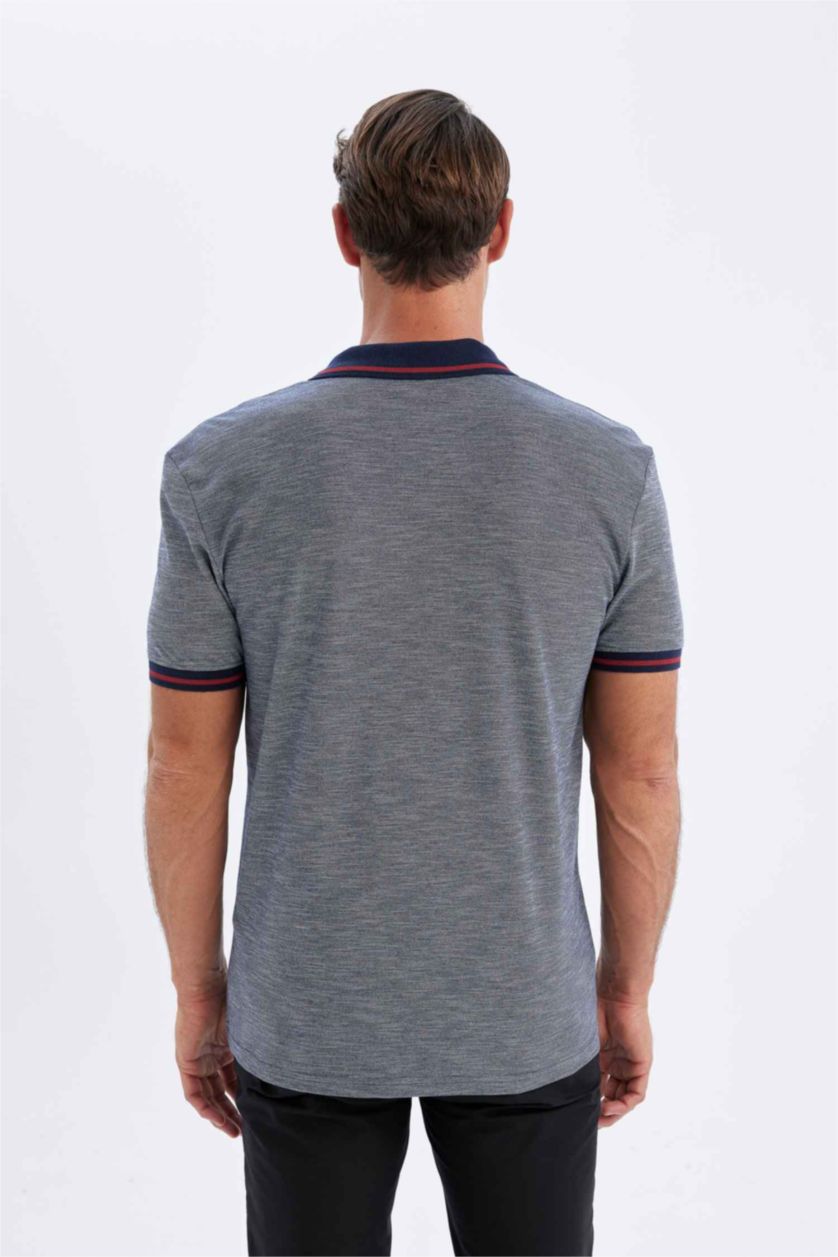 Erkek Lacivert New Regular Fit Kısa Kollu Pike Polo Tişört