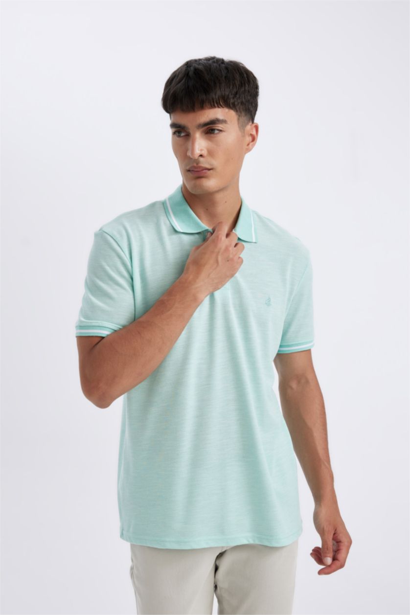 MAN Aqua New Regular Fit Pique Short Sleeve Polo T-Shirt