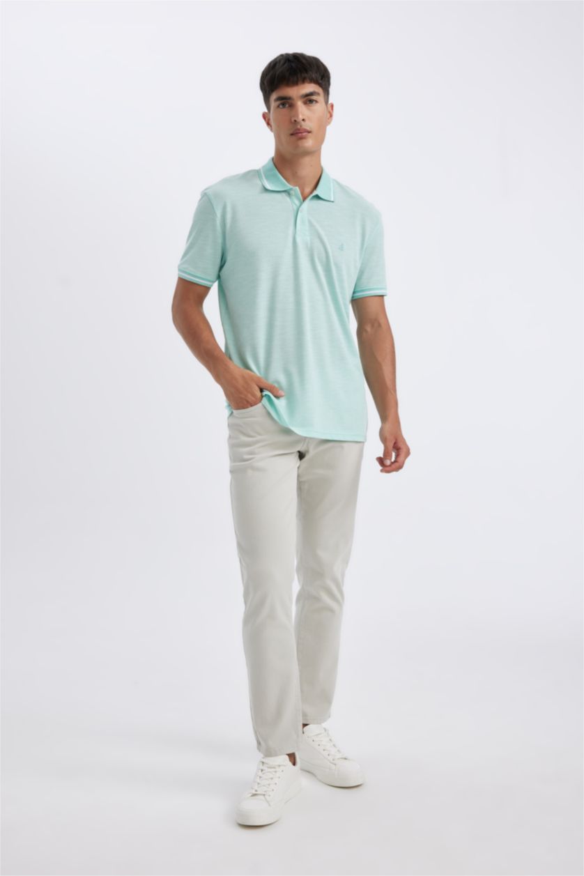 MAN Aqua New Regular Fit Pique Short Sleeve Polo T-Shirt