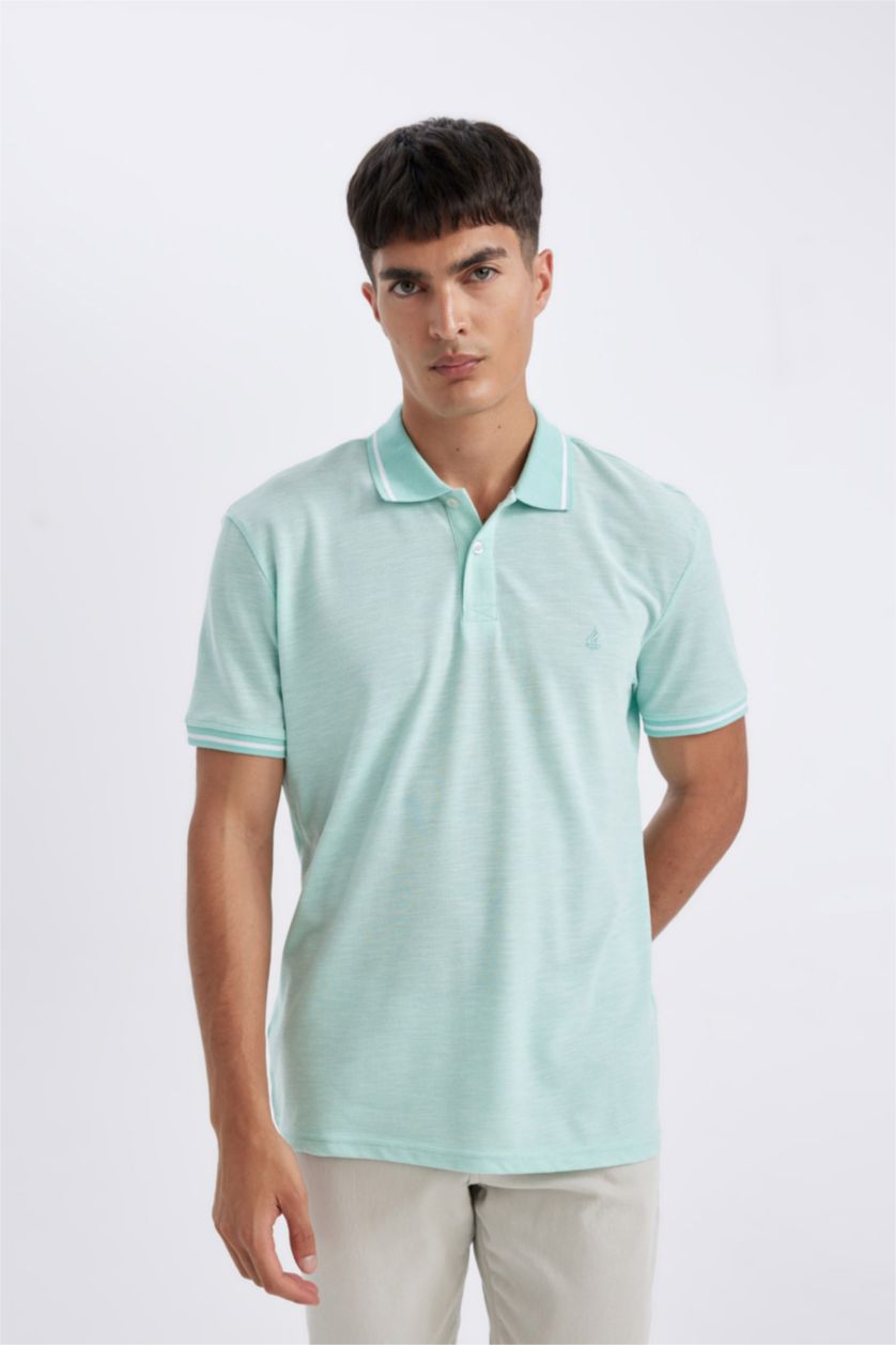 MAN Aqua New Regular Fit Pique Short Sleeve Polo T-Shirt