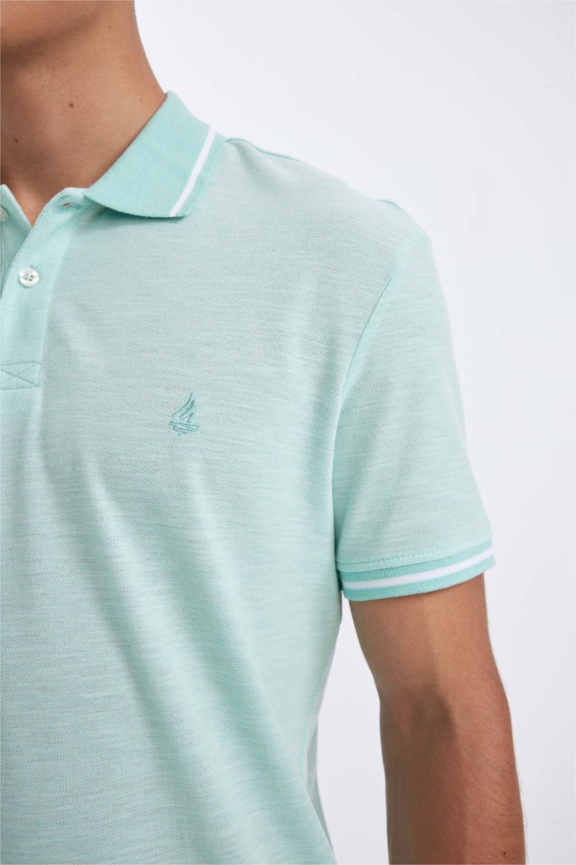 MAN Aqua New Regular Fit Pique Short Sleeve Polo T-Shirt