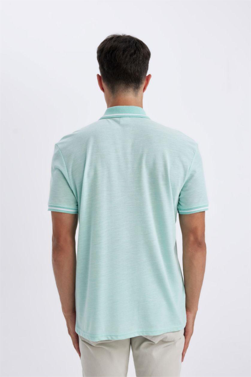 MAN Aqua New Regular Fit Pique Short Sleeve Polo T-Shirt