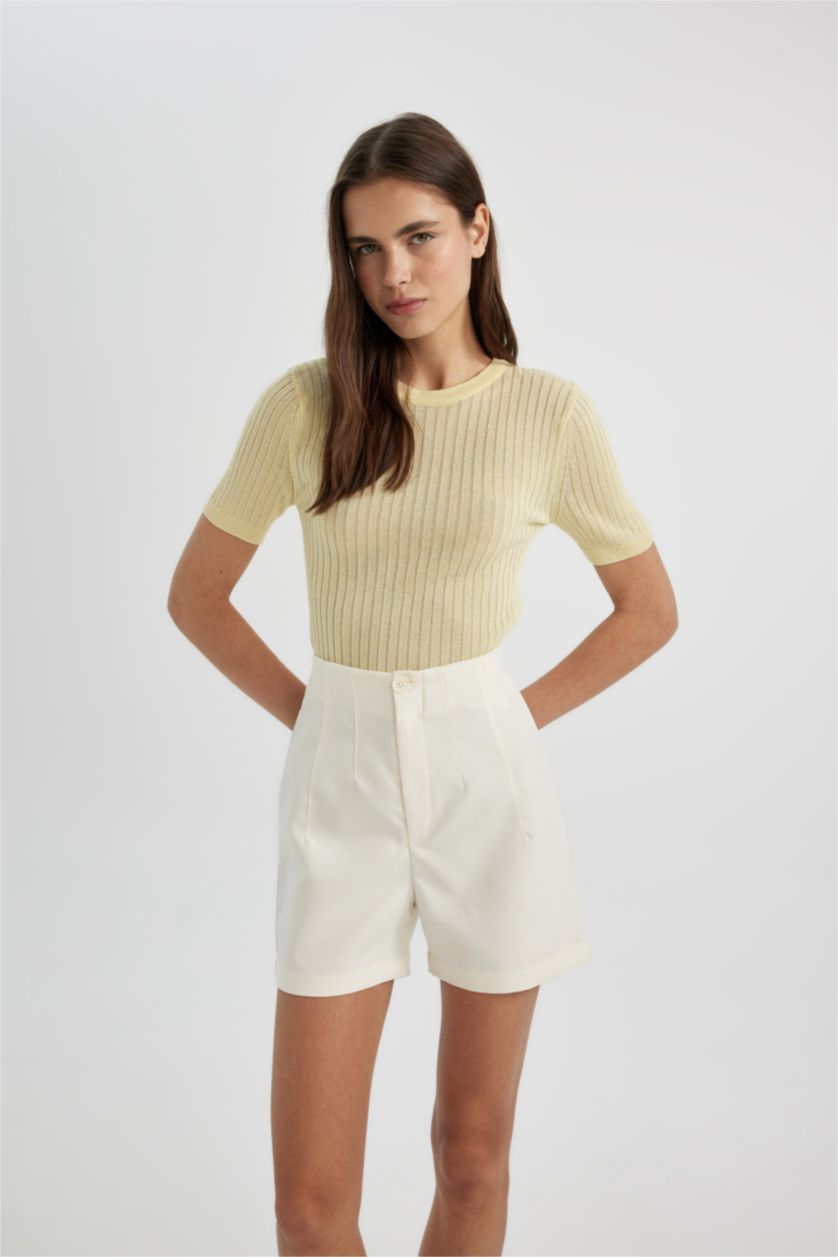 FEMME Jaune Clair Pull Ctelé Brillant