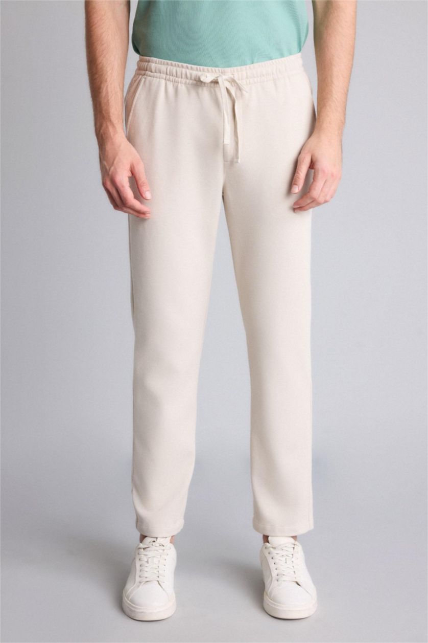 Man Beige Regular Fit Trousers