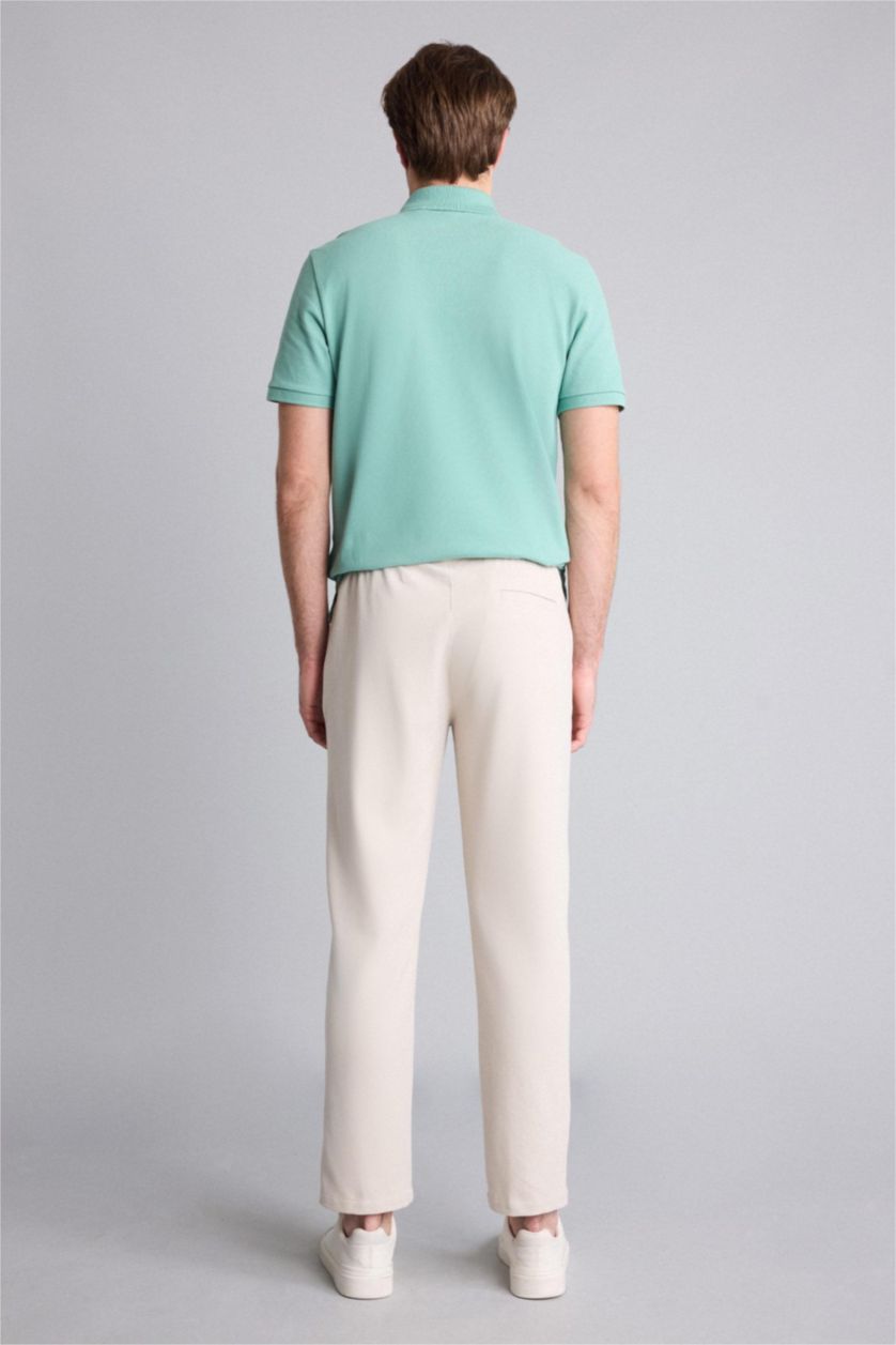 Man Beige Regular Fit Trousers
