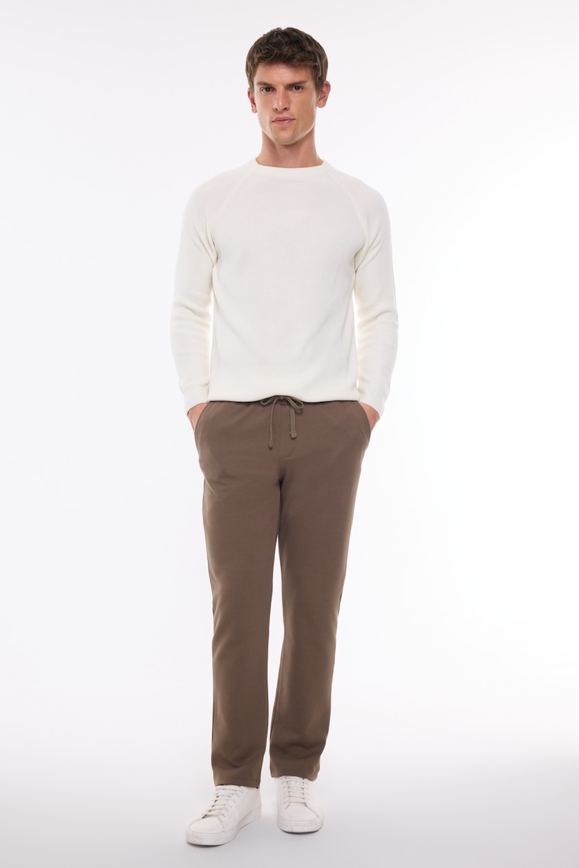 MAN Brown Regular Fit Straight Leg Trousers