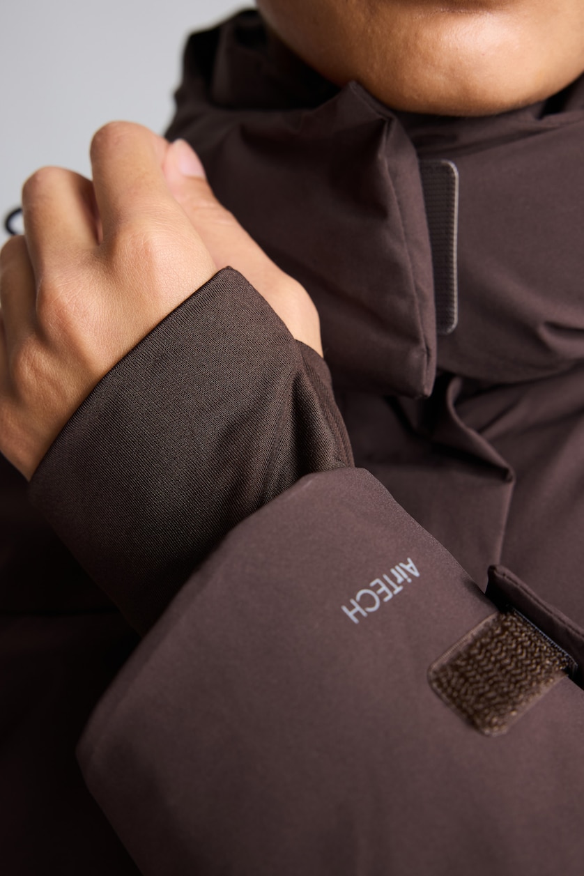 Kadın Kahve Rüzgar Geçirmez Su İtici Regular Fit Kapüşonlu Mont