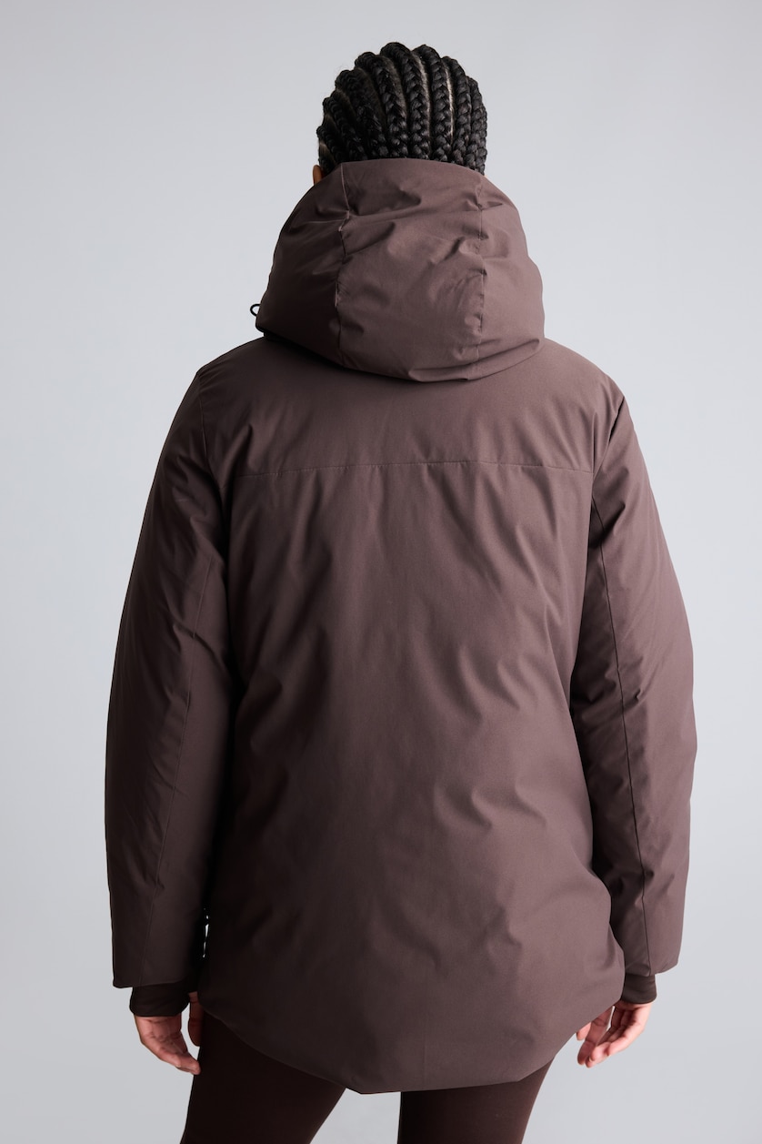 Kadın Kahve Rüzgar Geçirmez Su İtici Regular Fit Kapüşonlu Mont