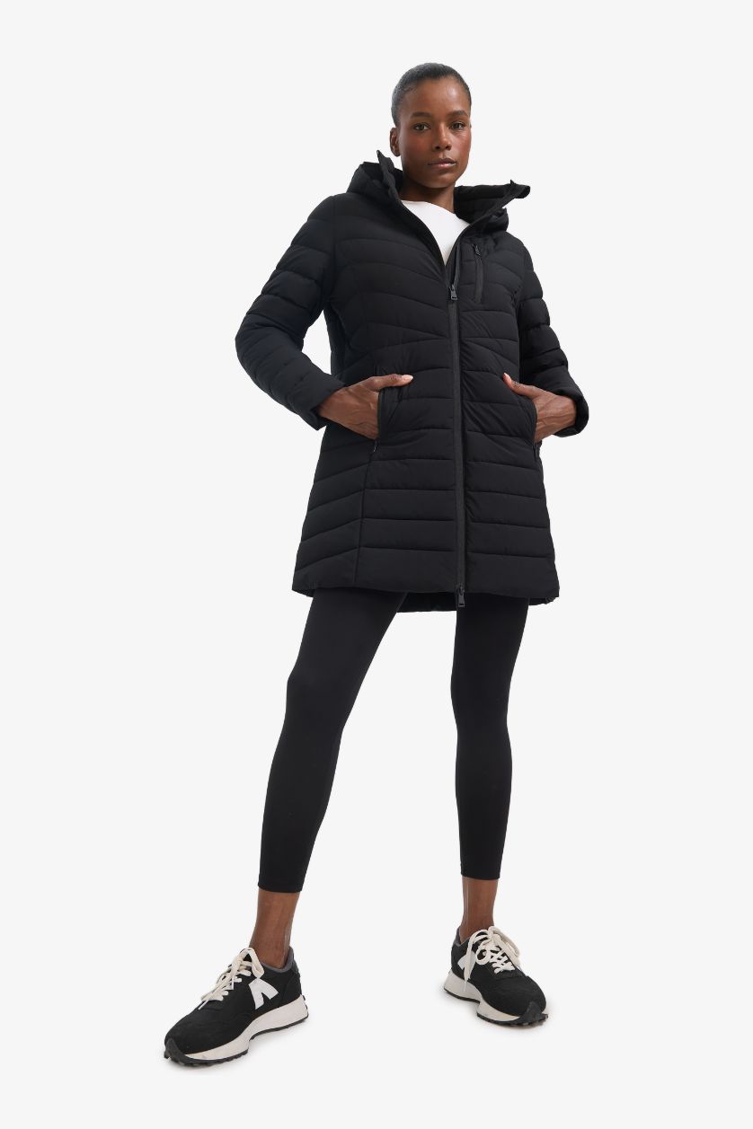 Kadın Siyah Su İtici Regular Fit Kapüşonlu Şişme Parka Mont