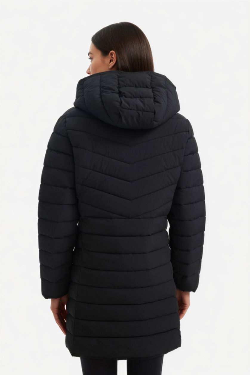 نساء أسود قمصلة نفخ قصة عادية مقاوم للماء بغطاء للرأس من DeFactoFit