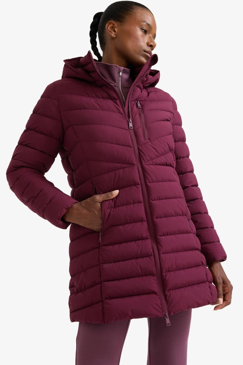 WOMAN Bordeaux DeFactoFit Regular Fit Waterproof Hooded Puffer Jacket