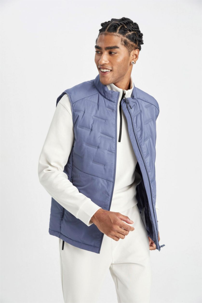 Erkek Mavi Su İtici Kapitone Şişme Yelek