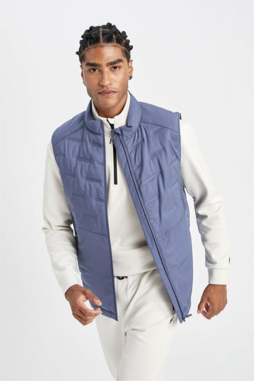 Erkek Mavi Su İtici Kapitone Şişme Yelek