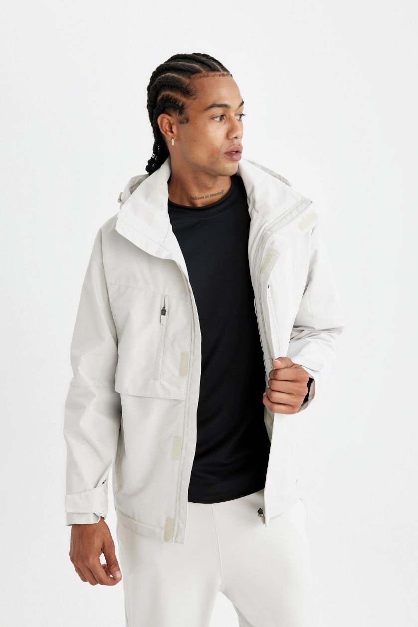 Man Stone DefactoFit Boy Gray Waterproof Regular Fit Hooded Jacket