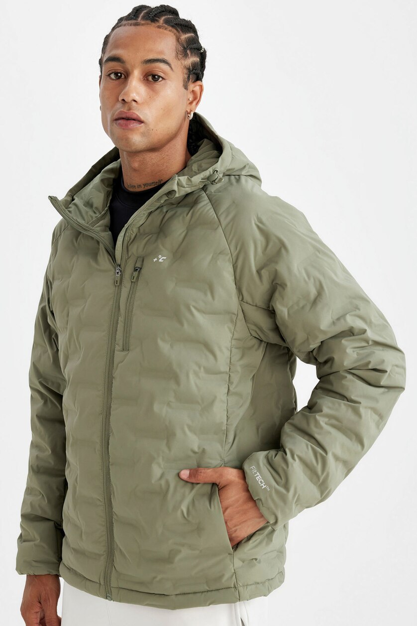 رجال كاكي فاتح Zipper Puffer Jacket