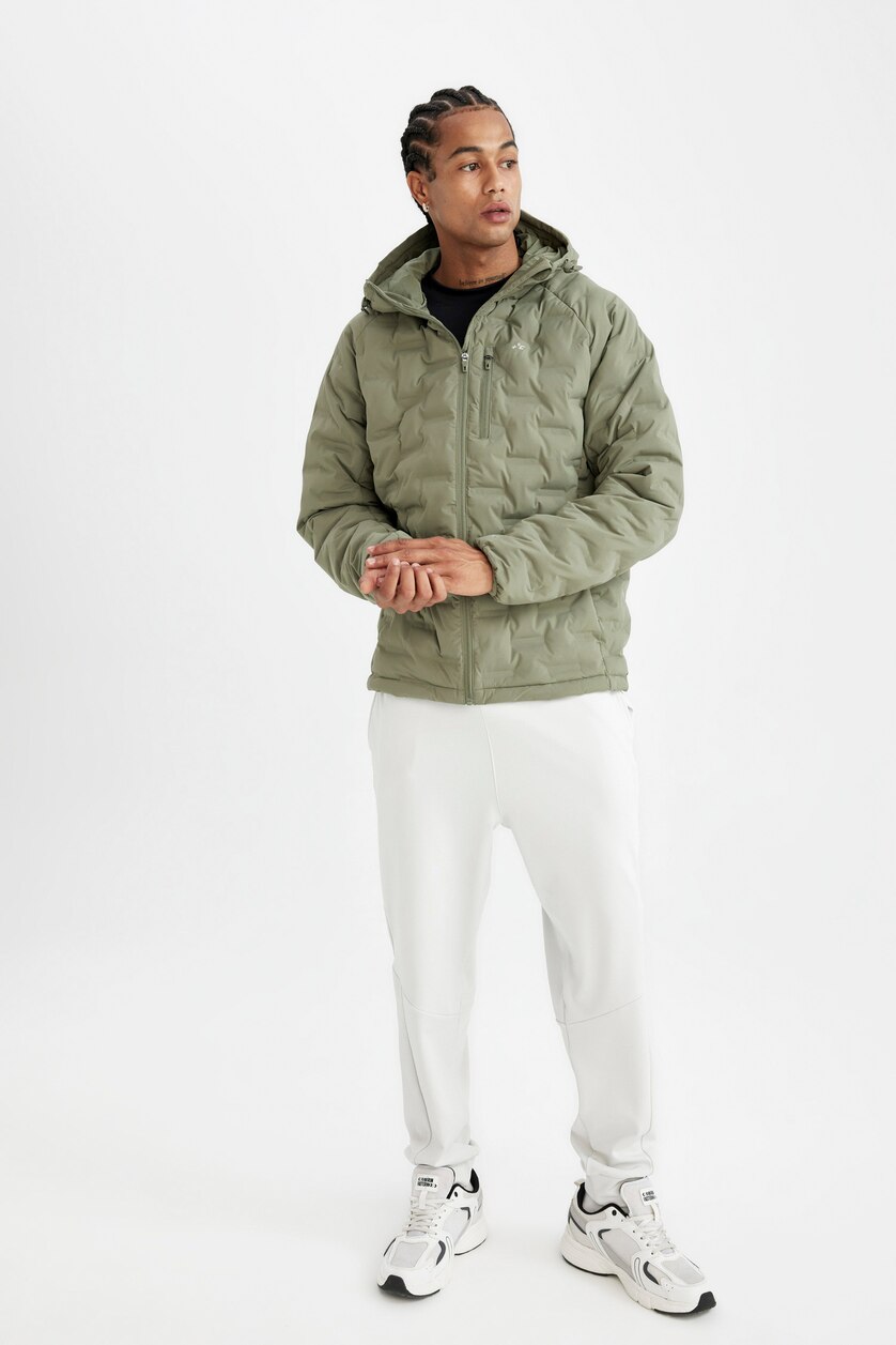 رجال كاكي فاتح Zipper Puffer Jacket