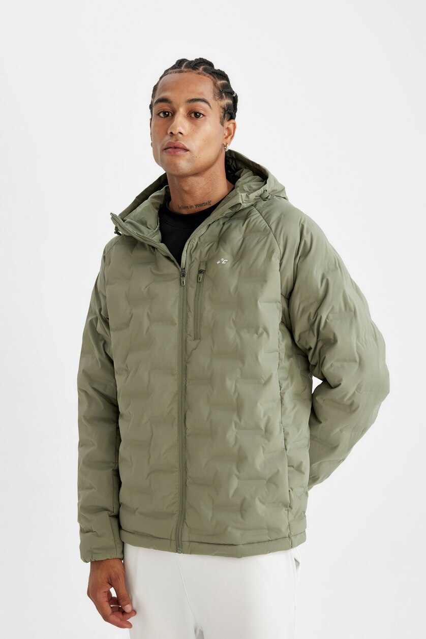 رجال كاكي فاتح Zipper Puffer Jacket