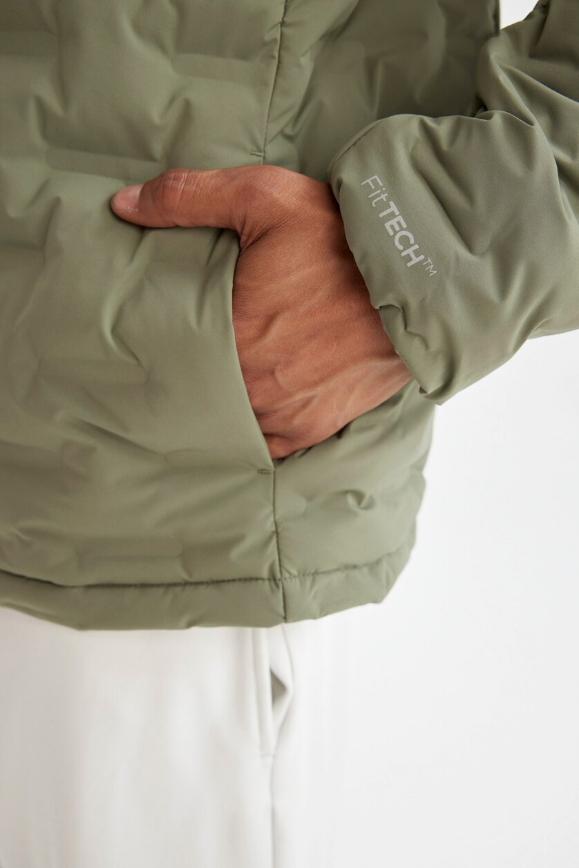 رجال كاكي فاتح Zipper Puffer Jacket