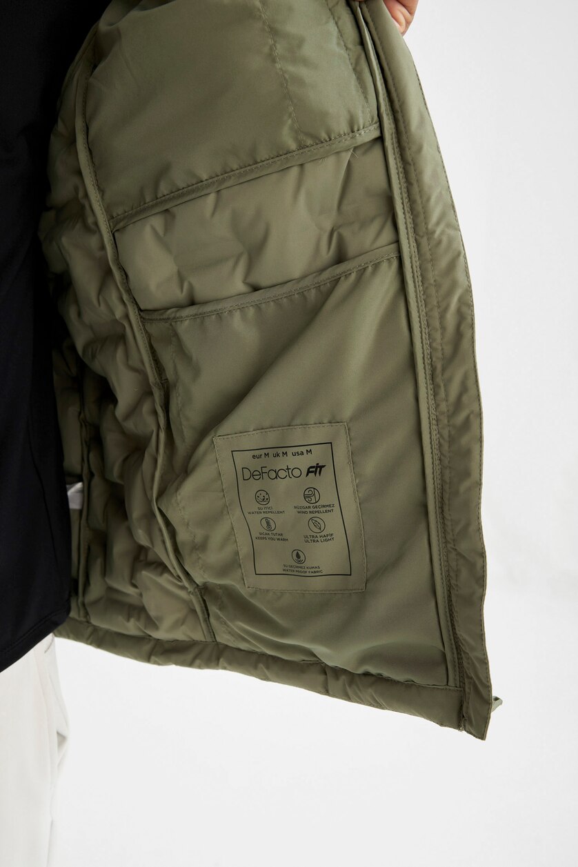 رجال كاكي فاتح Zipper Puffer Jacket
