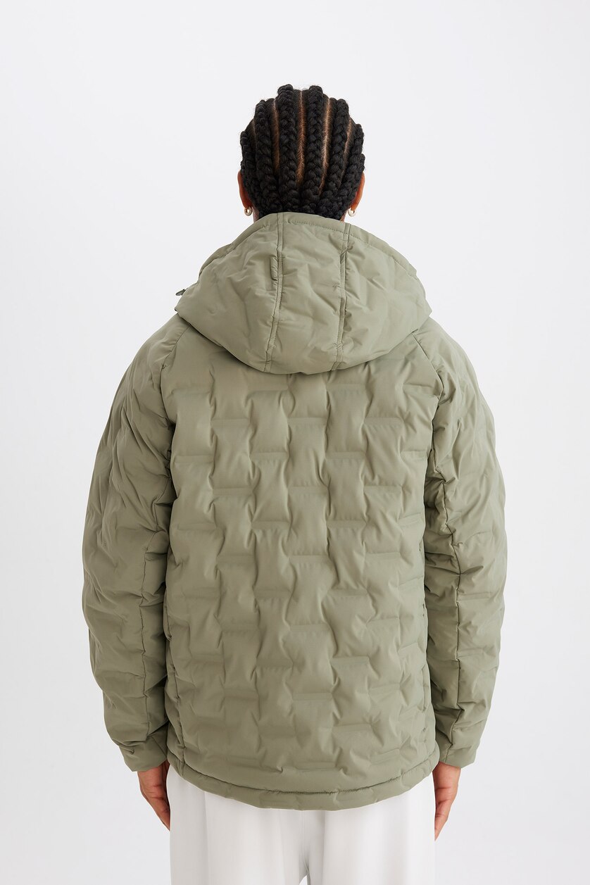 رجال كاكي فاتح Zipper Puffer Jacket