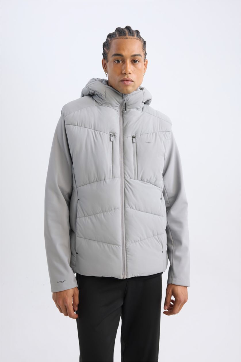 MAN Grey DeFactoFit Regular Fit Detachable Sleeve Detailed Windproof Waterproof Jacket