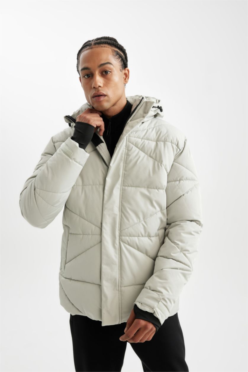 رجال نعناع جاكيت ضد الماء قصة عادية بغطاء للرأس من DeFactoFit