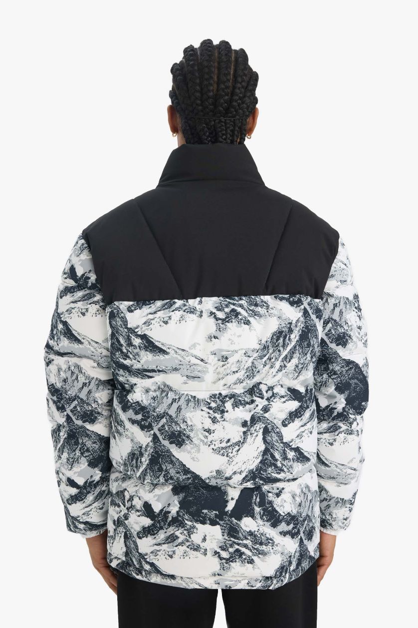 رجالي أسود جاكيت بامب وتر بروف شتوي مطبوع اوفر سايز من DeFacotFit