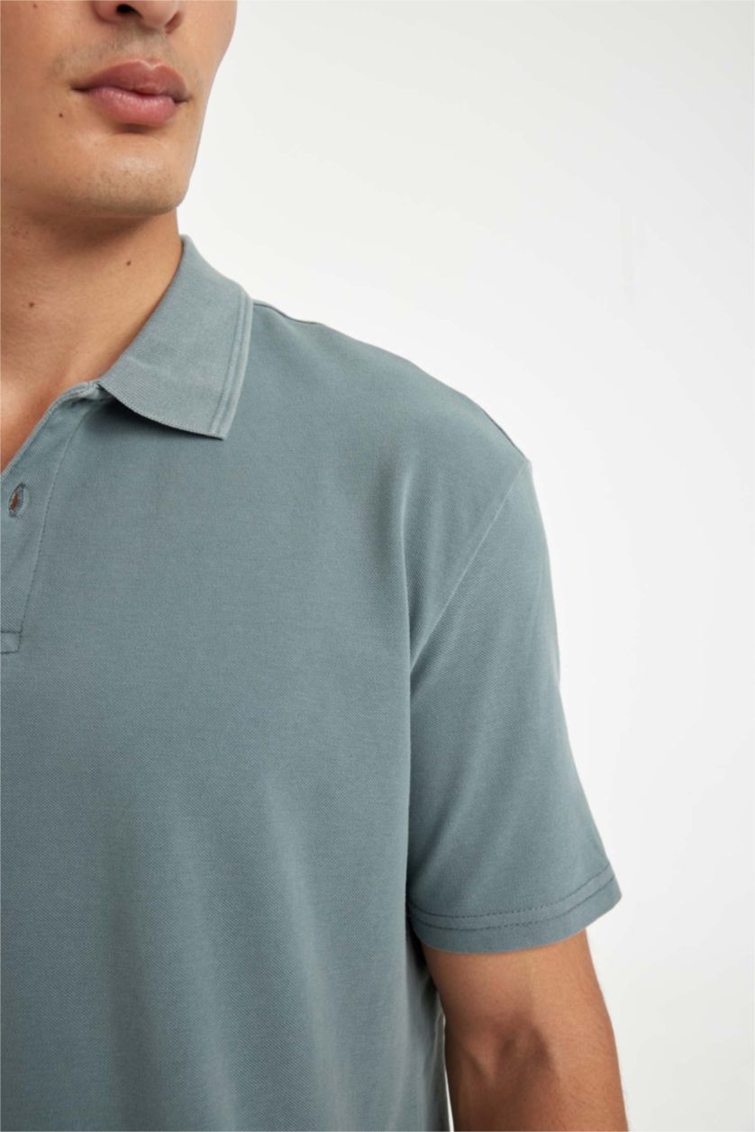 MAN Mat Yeşil New Regular Fit Short Sleeve Pique Polo T-Shirt