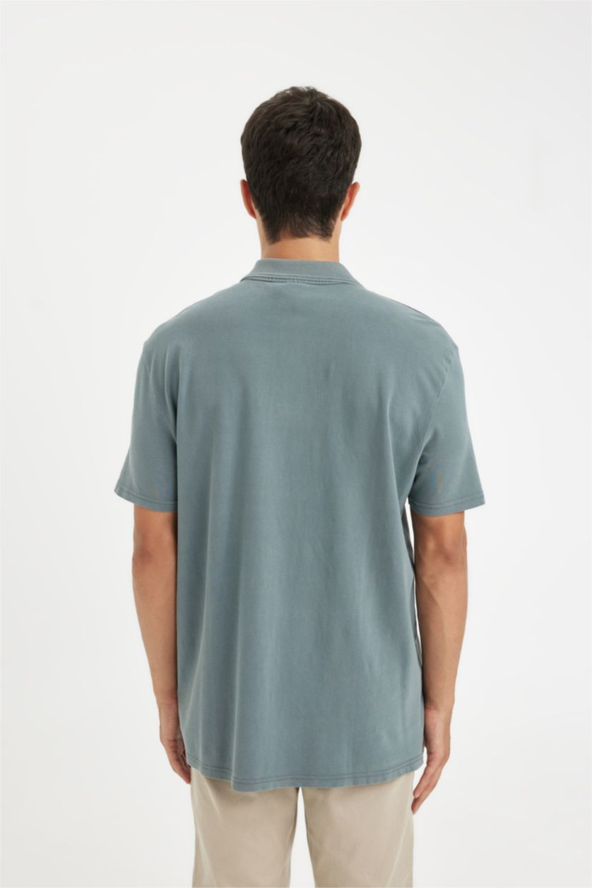 MAN Mat Yeşil New Regular Fit Short Sleeve Pique Polo T-Shirt