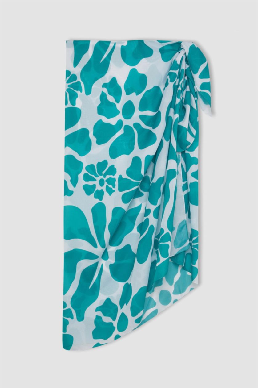 WOMAN Green Woman Floral Patterned Long Beach Skirt