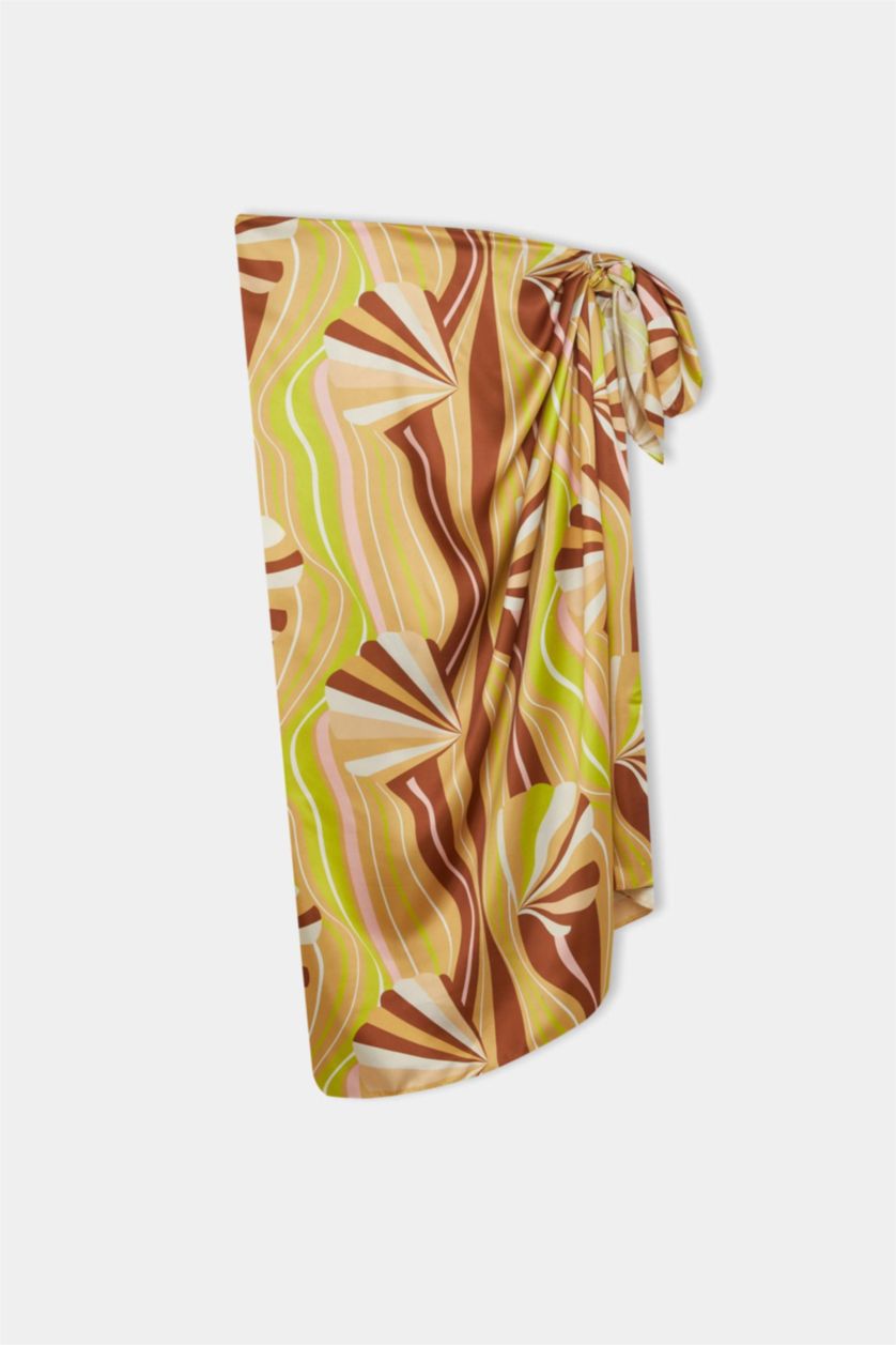 WOMAN Dark Brown Woman Colorful Long Beach Skirt