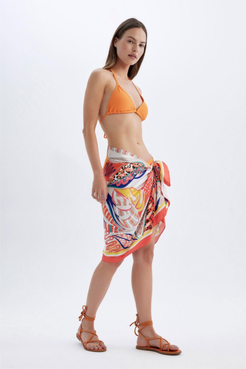 FEMME Karma Paréo long en satin imprimé pour femme