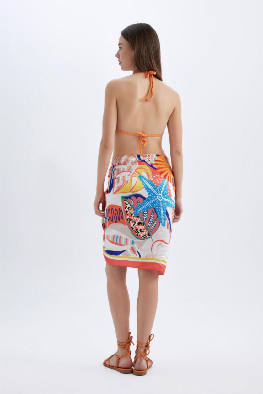 FEMME Karma Paréo long en satin imprimé pour femme