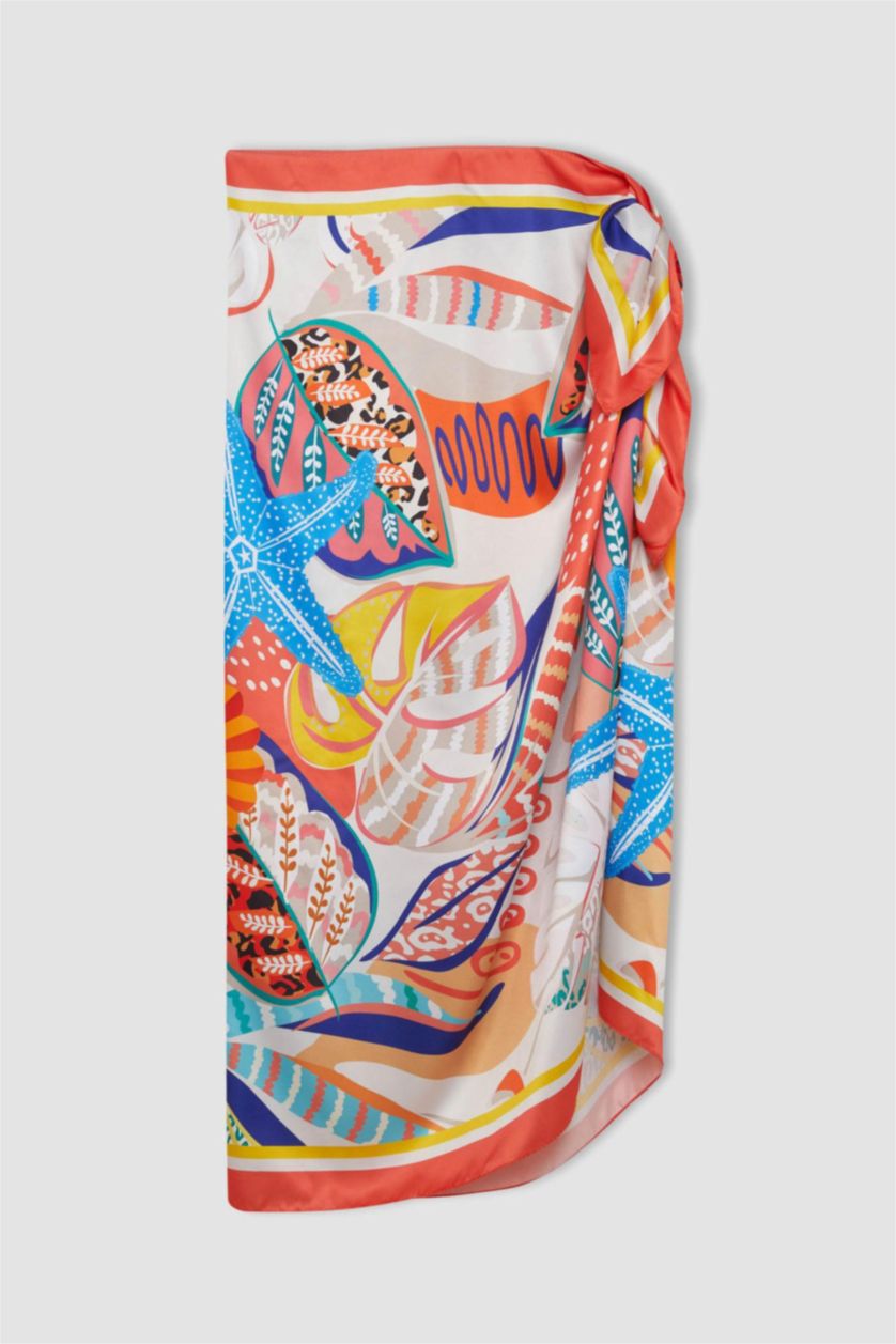 FEMME Karma Paréo long en satin imprimé pour femme