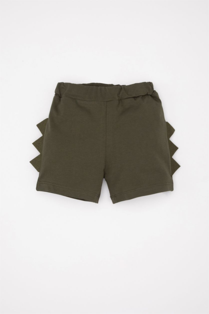 BABY BOY Light Grey Melange Baby Boy Dinosaur Printed T-Shirt Shorts 2 Piece Set