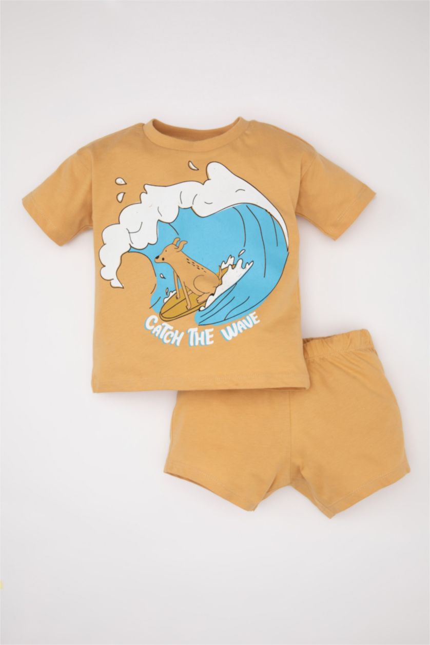 BABY BOY Yellow Baby Boy Printed Short Sleeve T-Shirt Shorts 2 Piece Set
