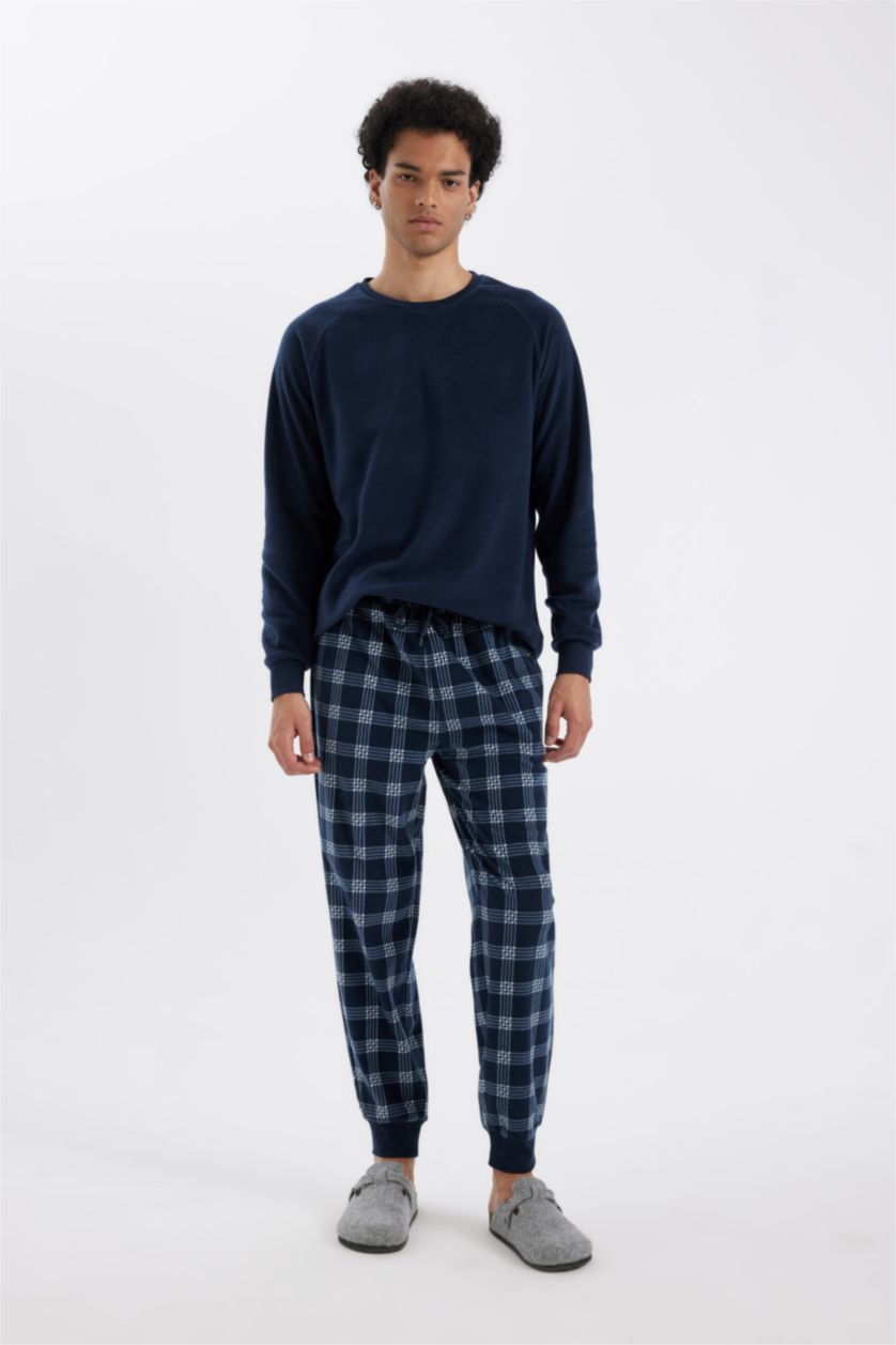 رجال كحلي Regular Fit fleece Knitted Bottoms