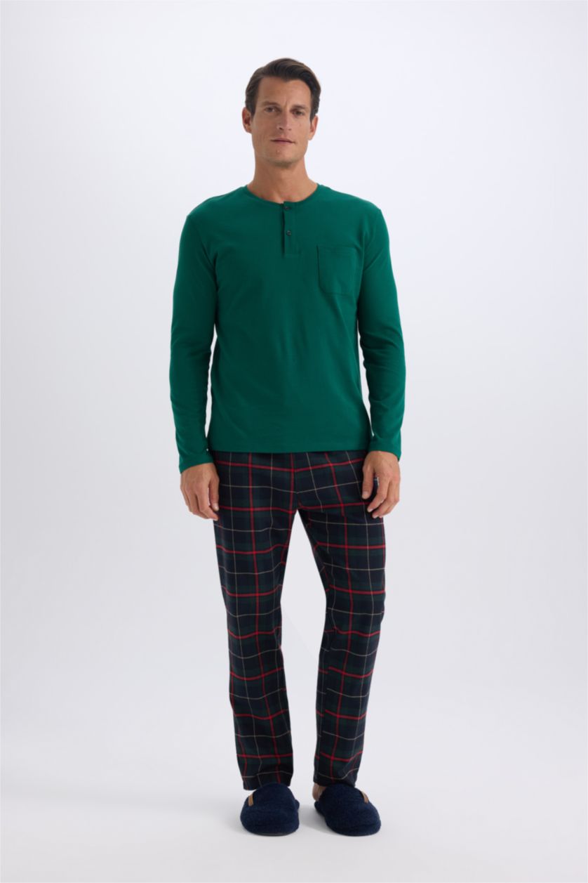 HOMME Vert Ensemble Pyjama coupe régulière Top à manches longues et Pantalon à  carreaux
