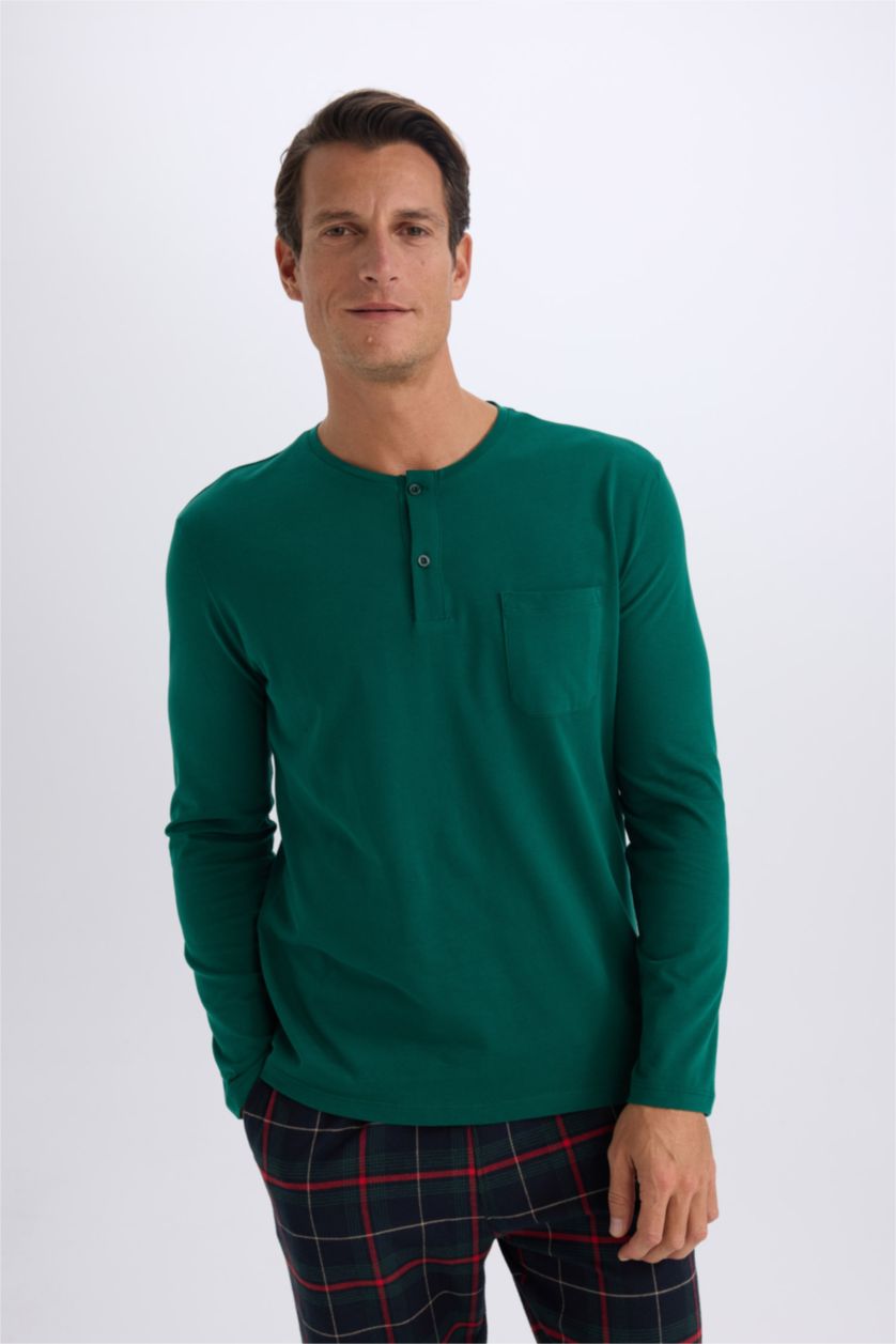 HOMME Vert Ensemble Pyjama coupe régulière Top à manches longues et Pantalon à  carreaux