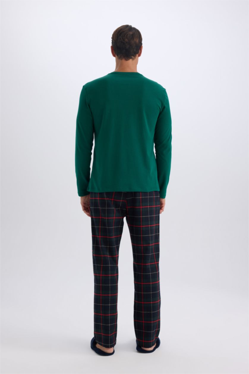 HOMME Vert Ensemble Pyjama coupe régulière Top à manches longues et Pantalon à  carreaux