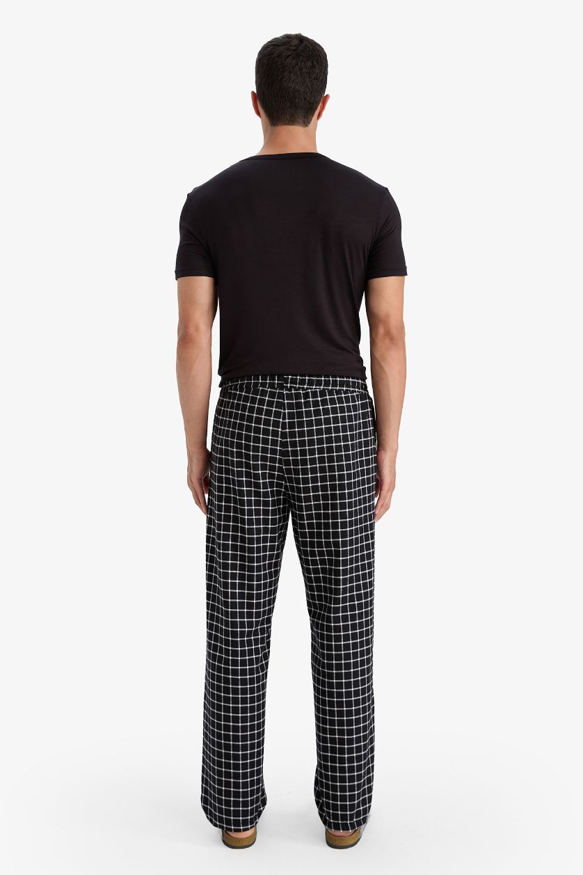 HOMME Noir Pantalon de Pyjama long à carreaux avec poches Coupe régulière