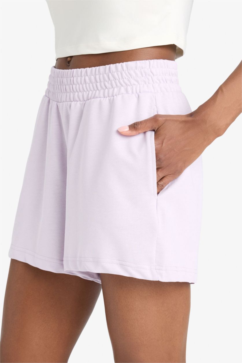 Kadın Lila Oversize Geniş Kalıp Kısa Paça Sporcu Şort