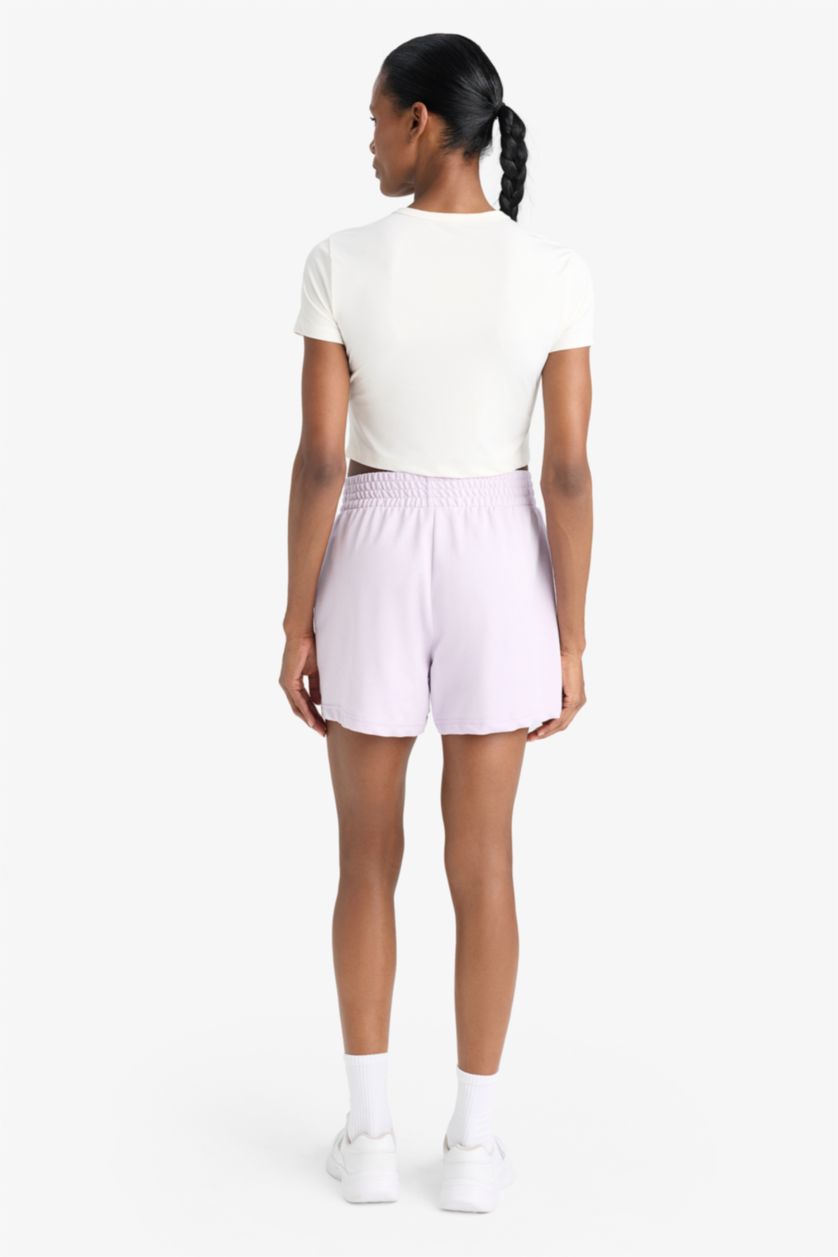 Kadın Lila Oversize Geniş Kalıp Kısa Paça Sporcu Şort
